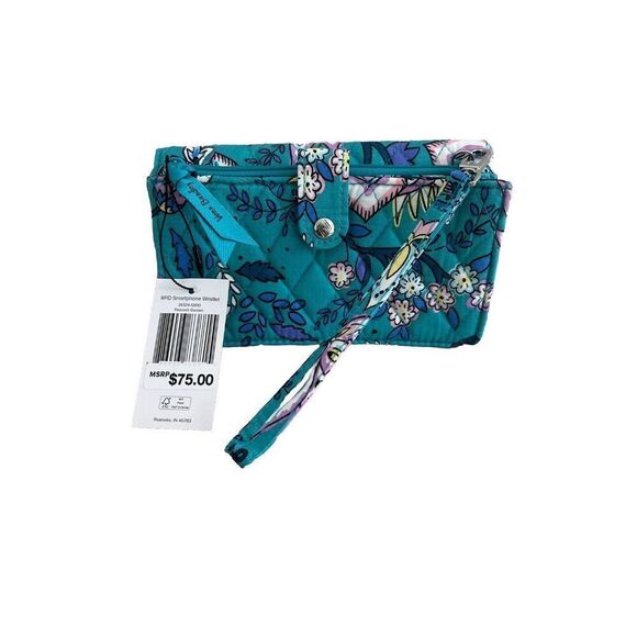 Vera Bradley RFID Smartphone Wristlet Peacock Garden NWT - Picture 2 of 6